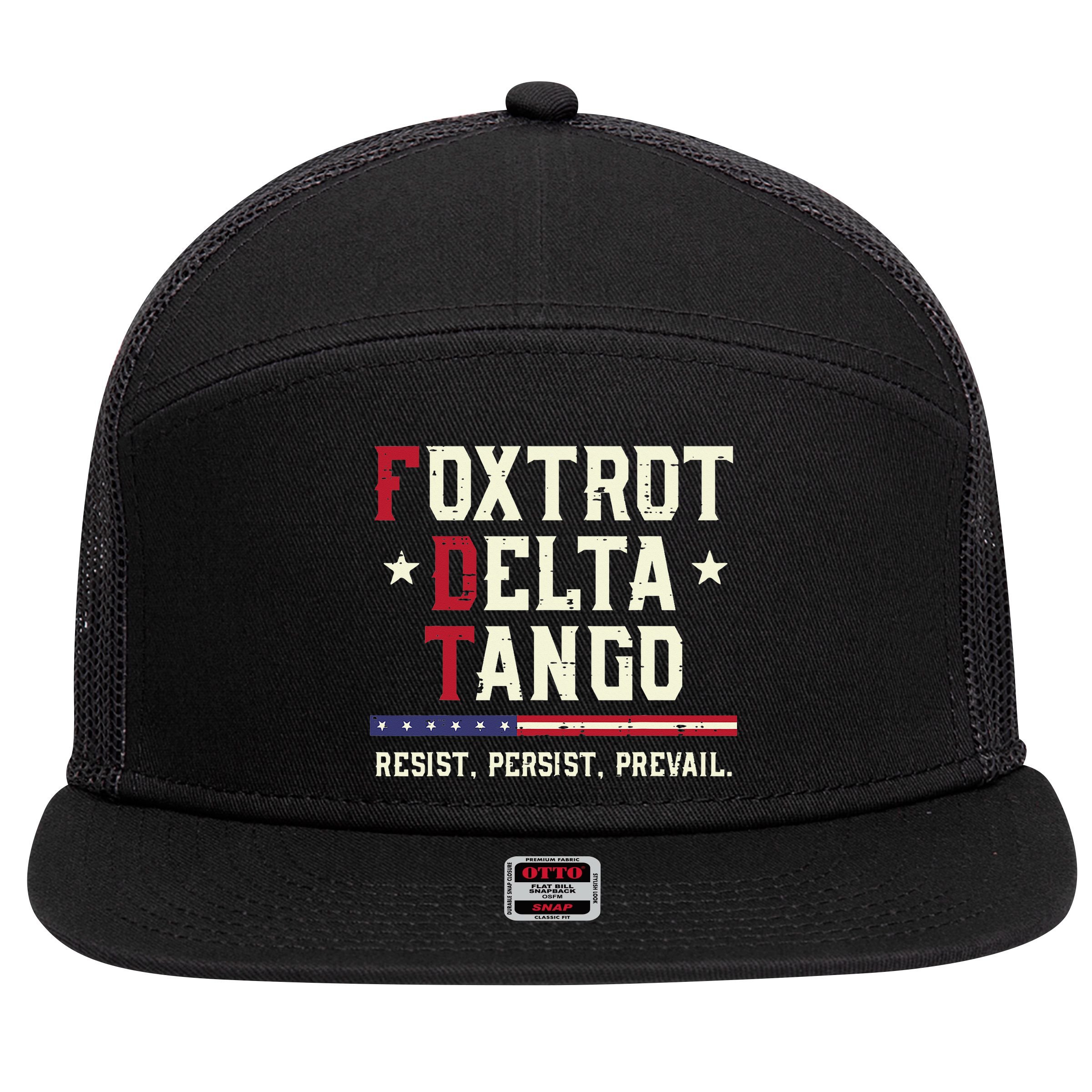 Foxtrot Delta Tango Resist Persist Protest Women 7 Panel Mesh Trucker Snapback Hat