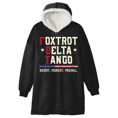 Foxtrot Delta Tango Resist Persist Protest Women Hooded Wearable Blanket