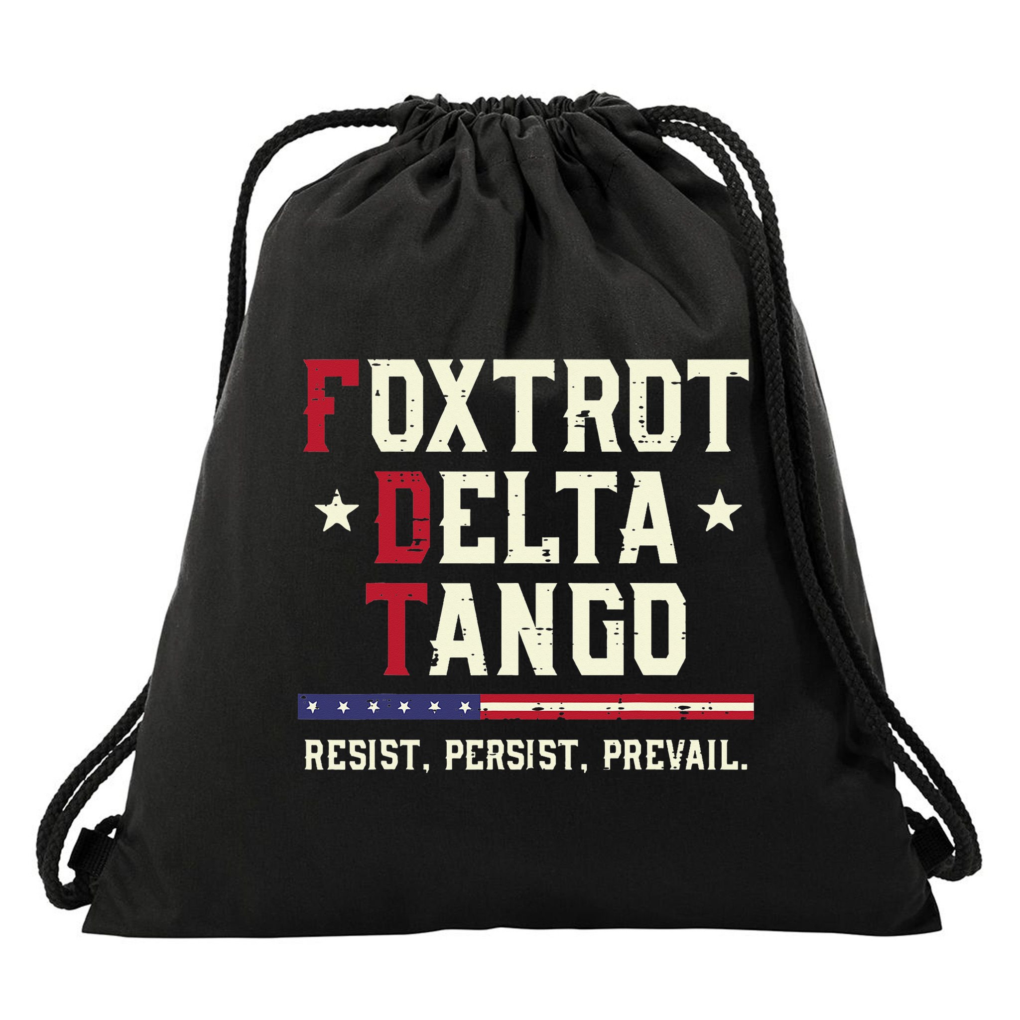 Foxtrot Delta Tango Resist Persist Protest Women Drawstring Bag