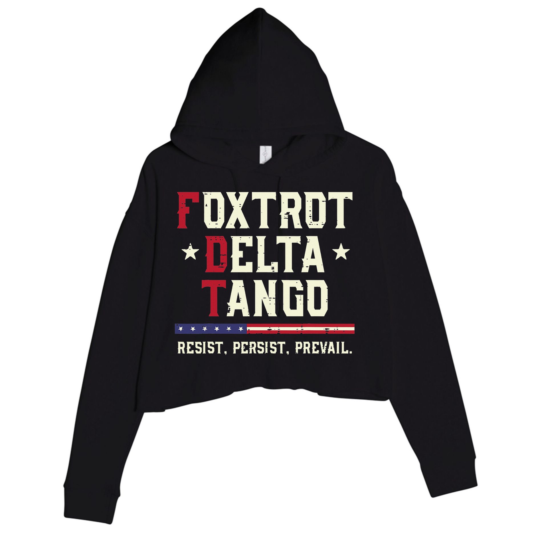 Foxtrot Delta Tango Resist Persist Protest Women Crop Fleece Hoodie