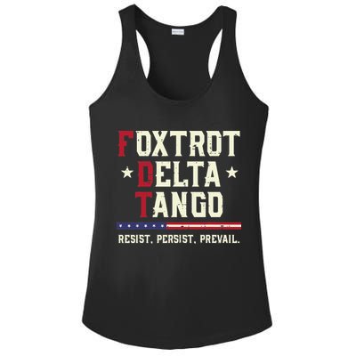 Foxtrot Delta Tango Resist Persist Protest Women Ladies PosiCharge Competitor Racerback Tank