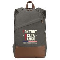 Foxtrot Delta Tango Resist Persist Protest Women Cotton Canvas Backpack