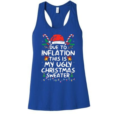 Funny Due to Inflation Ugly Christmas Sweaters  Women's Racerback Tank