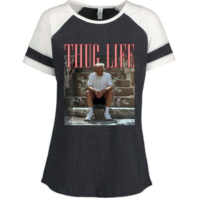 Funny Donald Trump Thug Life Enza Ladies Jersey Colorblock Tee