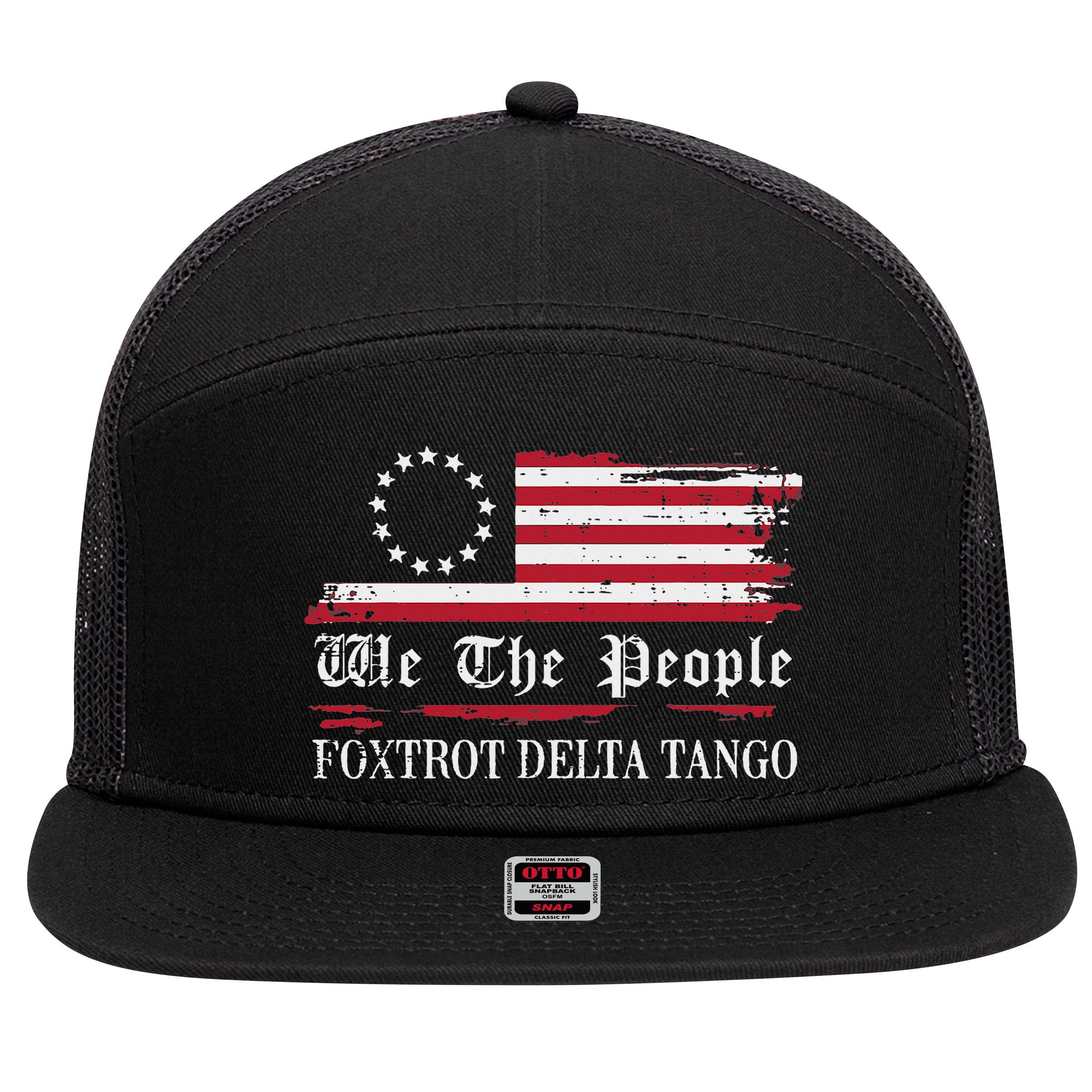 Foxtrot Delta Tango Flag We The People Resist Women 7 Panel Mesh Trucker Snapback Hat
