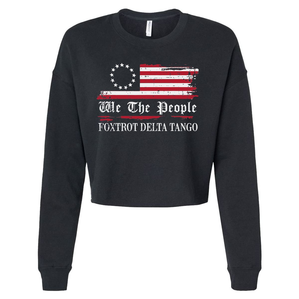 Foxtrot Delta Tango Flag We The People Resist Women Cropped Pullover Crew