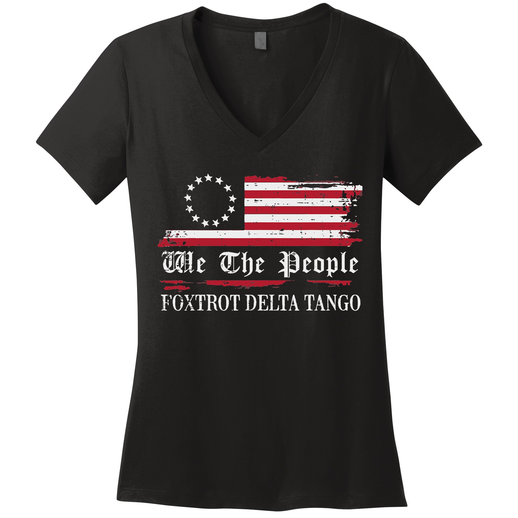 Foxtrot Delta Tango Flag We The People Resist Women Women's V-Neck T-Shirt
