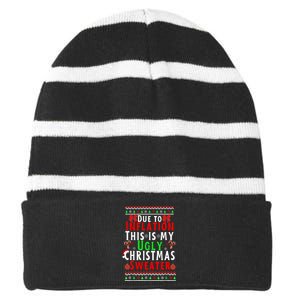 Funny Due To Inflation This Is My Ugly For Christmas Striped Beanie with Solid Band