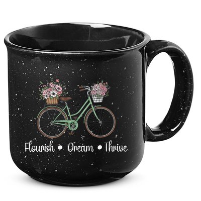 Flourish Dream Thrive Floral Bike Subtle 8647 Trump Resist 15oz Campfire Ceramic Mug