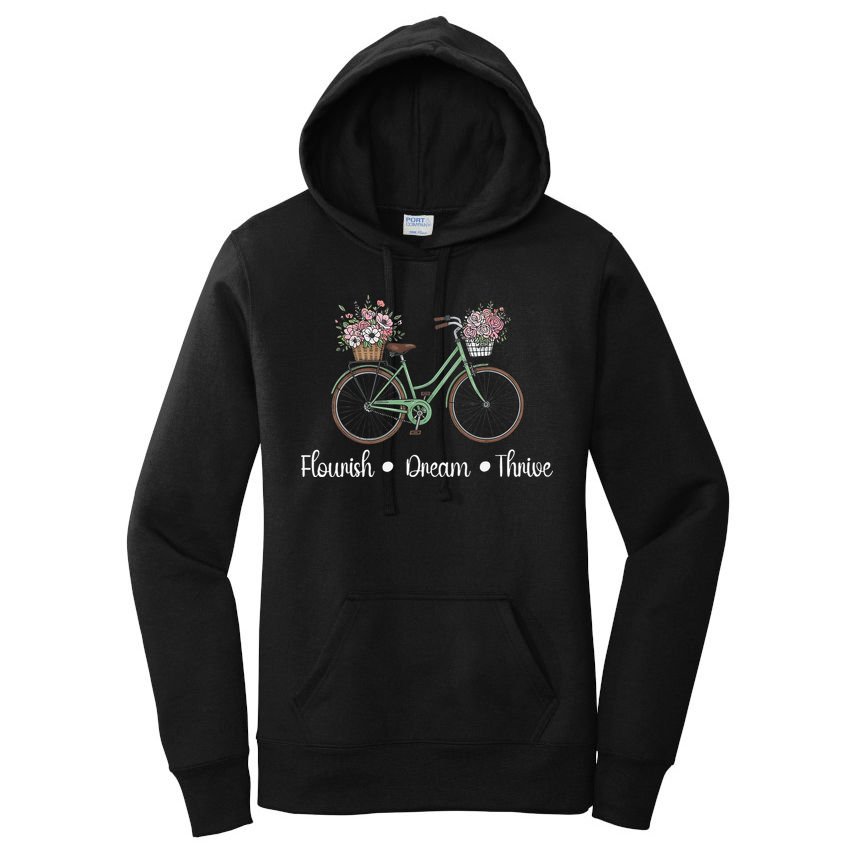 Flourish Dream Thrive Floral Bike Subtle 8647 Trump Resist Women's Pullover Hoodie