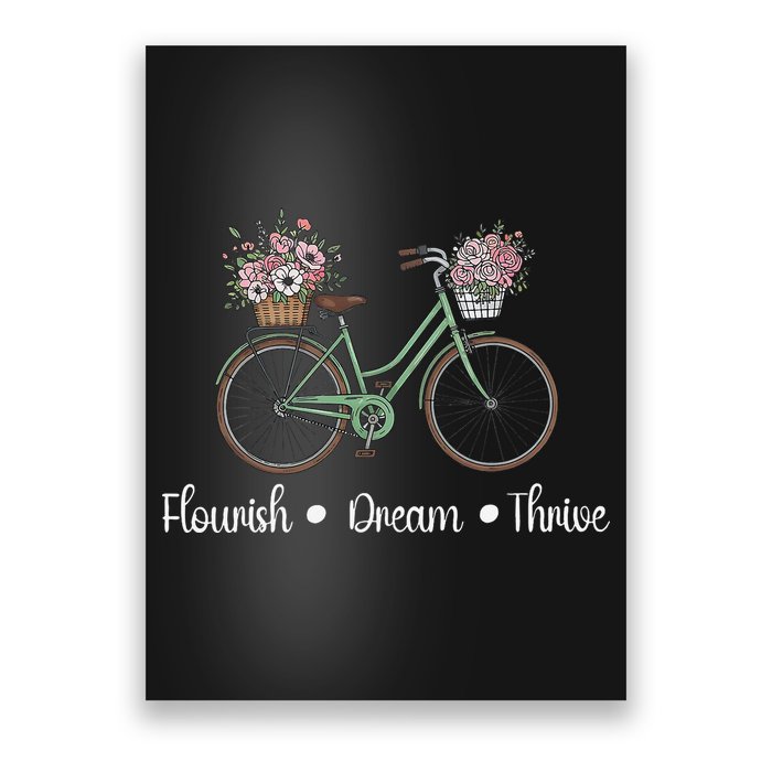 Flourish Dream Thrive Floral Bike Subtle 8647 Trump Resist Poster
