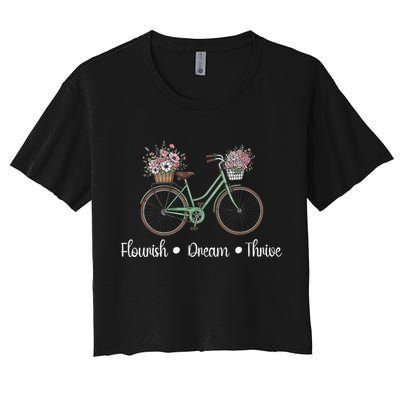 Flourish Dream Thrive Floral Bike Subtle 8647 Trump Resist Crop Top