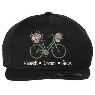 Flourish Dream Thrive Floral Bike Subtle 8647 Trump Resist Wool Snapback Cap