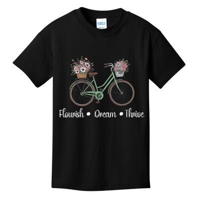 Flourish Dream Thrive Floral Bike Subtle 8647 Trump Resist Kids T-Shirt