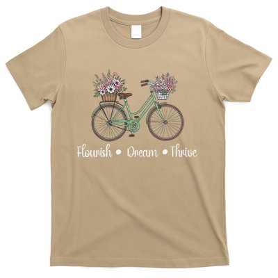 Flourish Dream Thrive Floral Bike Subtle 8647 Trump Resist T-Shirt