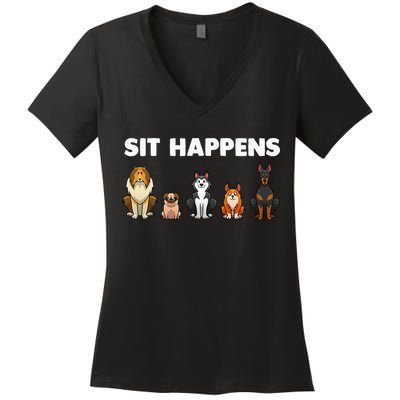 Funny Dog Training Art For  Dog Lover Puppy Pet Women's V-Neck T-Shirt