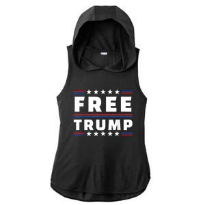 Free Donald Trump Republican Support Pro Trump American Flag Ladies PosiCharge Tri-Blend Wicking Draft Hoodie Tank