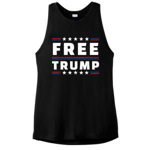 Free Donald Trump Republican Support Pro Trump American Flag Ladies PosiCharge Tri-Blend Wicking Tank