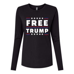 Free Donald Trump Republican Support Pro Trump American Flag Womens Cotton Relaxed Long Sleeve T-Shirt