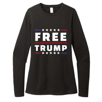 Free Donald Trump Republican Support Pro Trump American Flag Womens CVC Long Sleeve Shirt