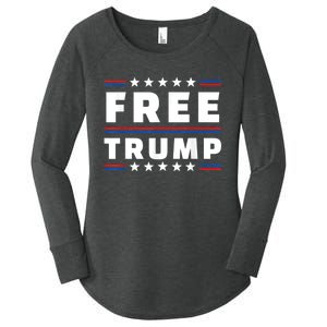 Free Donald Trump Republican Support Pro Trump American Flag Women's Perfect Tri Tunic Long Sleeve Shirt