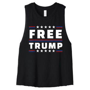 Free Donald Trump Republican Support Pro Trump American Flag Women's Racerback Cropped Tank