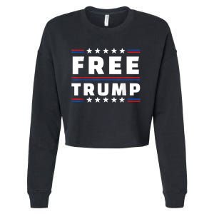 Free Donald Trump Republican Support Pro Trump American Flag Cropped Pullover Crew