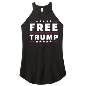 Free Donald Trump Republican Support Pro Trump American Flag Women's Perfect Tri Rocker Tank