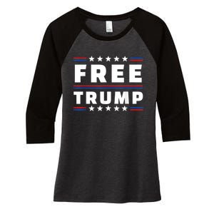 Free Donald Trump Republican Support Pro Trump American Flag Women's Tri-Blend 3/4-Sleeve Raglan Shirt