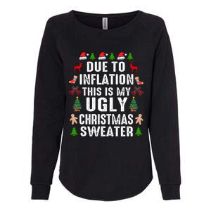 Funny Due To Inflation Ugly Christmas Womens California Wash Sweatshirt