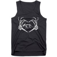 Funny Dinosaur Triceratops Skeleton Hand Heart Halloween Tank Top