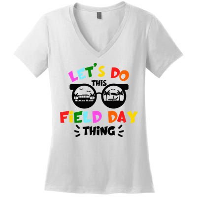 Field Day Thing Summer Field Day 23 Teachers Colorful Women's V-Neck T-Shirt