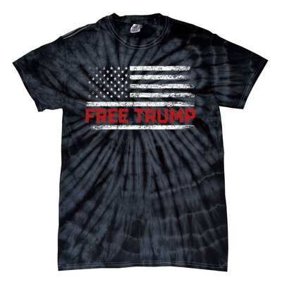 Free Donald Trump Republican Support Pro Trump American Flag Tie-Dye T-Shirt