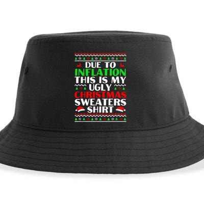 Funny Due to Inflation Ugly Christmas Sweaters Sustainable Bucket Hat