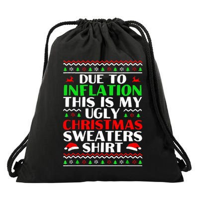 Funny Due to Inflation Ugly Christmas Sweaters Drawstring Bag