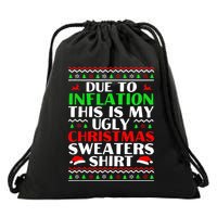 Funny Due to Inflation Ugly Christmas Sweaters Drawstring Bag