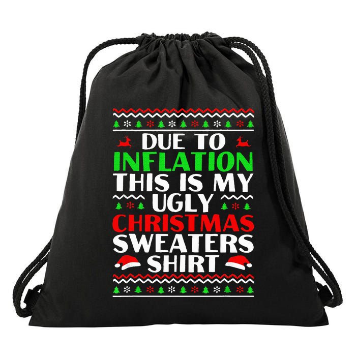 Funny Due to Inflation Ugly Christmas Sweaters Drawstring Bag