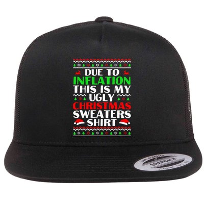 Funny Due to Inflation Ugly Christmas Sweaters Flatbill Hat