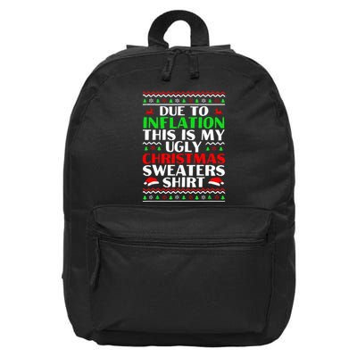 Funny Due to Inflation Ugly Christmas Sweaters 16 in Basic Backpack