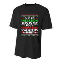 Funny Due to Inflation Ugly Christmas Sweaters Youth Performance Sprint T-Shirt