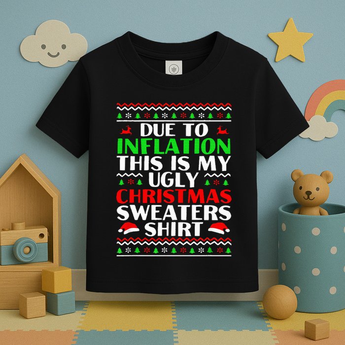 Funny Due to Inflation Ugly Christmas Sweaters Toddler T-Shirt