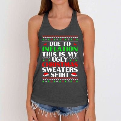 Funny Due to Inflation Ugly Christmas Sweaters Women's Knotted Racerback Tank