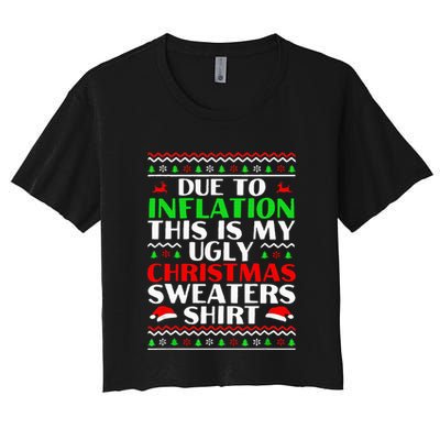 Funny Due to Inflation Ugly Christmas Sweaters Crop Top