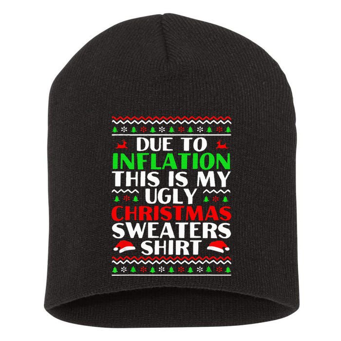 Funny Due to Inflation Ugly Christmas Sweaters Short Acrylic Beanie