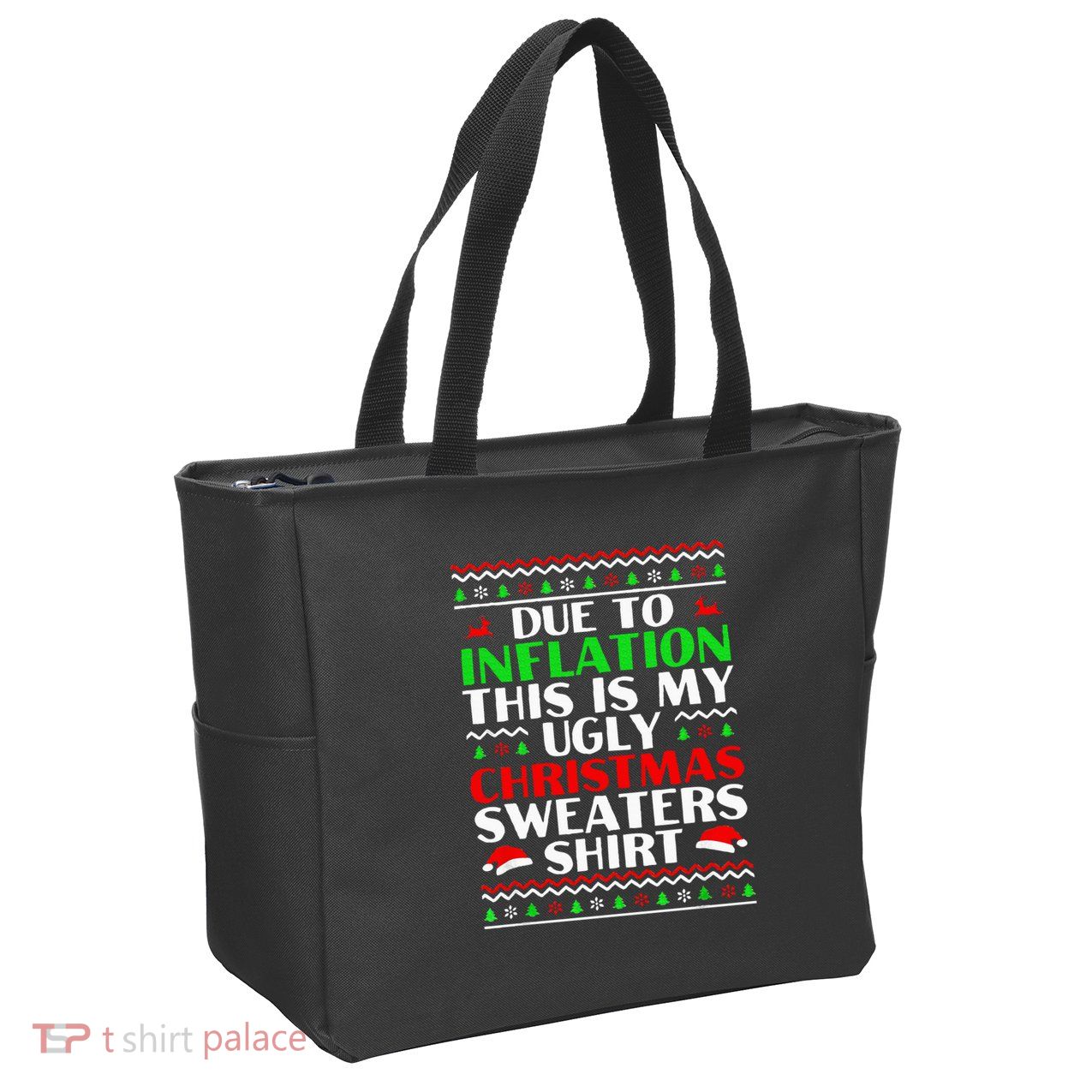 Funny Due to Inflation Ugly Christmas Sweaters Zip Tote Bag