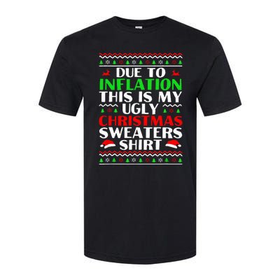 Funny Due to Inflation Ugly Christmas Sweaters Softstyle® CVC T-Shirt