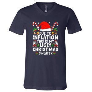 Funny Due To Inflation This Is My Ugly Sweater For Christmas Gift V-Neck T-Shirt