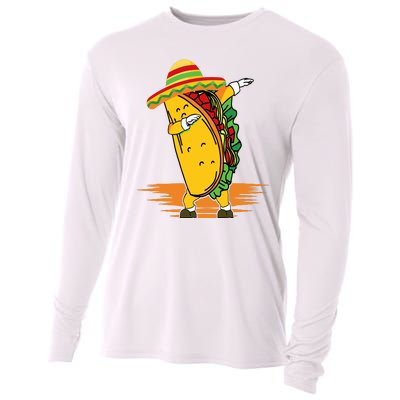 Funny Dabbing Taco Cinco De Mayo Cooling Performance Long Sleeve Crew