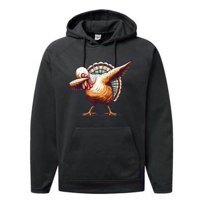 Funny Dabbing Turkey Thanksgiving Day Pilgrim Girls Dab Performance Fleece Hoodie