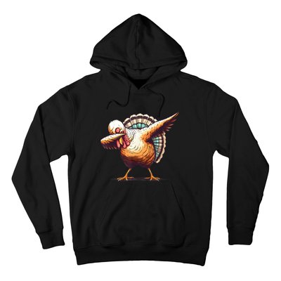 Funny Dabbing Turkey Thanksgiving Day Pilgrim Girls Dab Hoodie